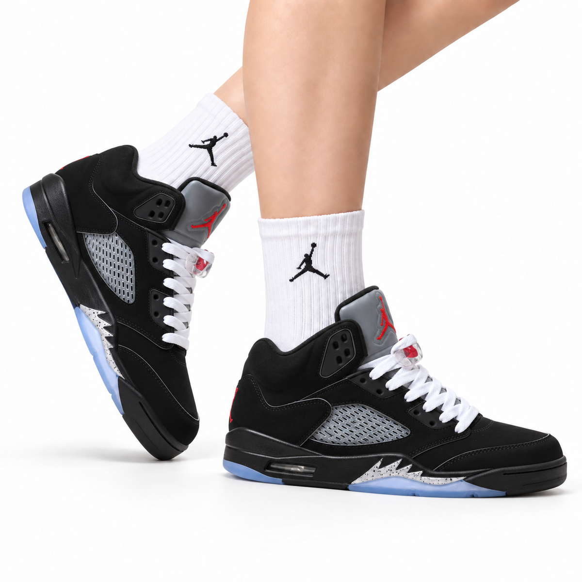 Air Jordan 5 Retro Black Fire Red White Sneakers