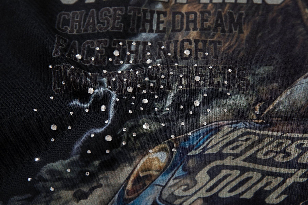 MAJESTIK Black Racing Graphic Polo Shirt