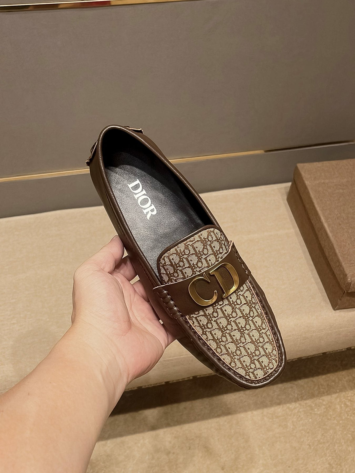 Dior Men's Patterned Vamp Buckle Loafers