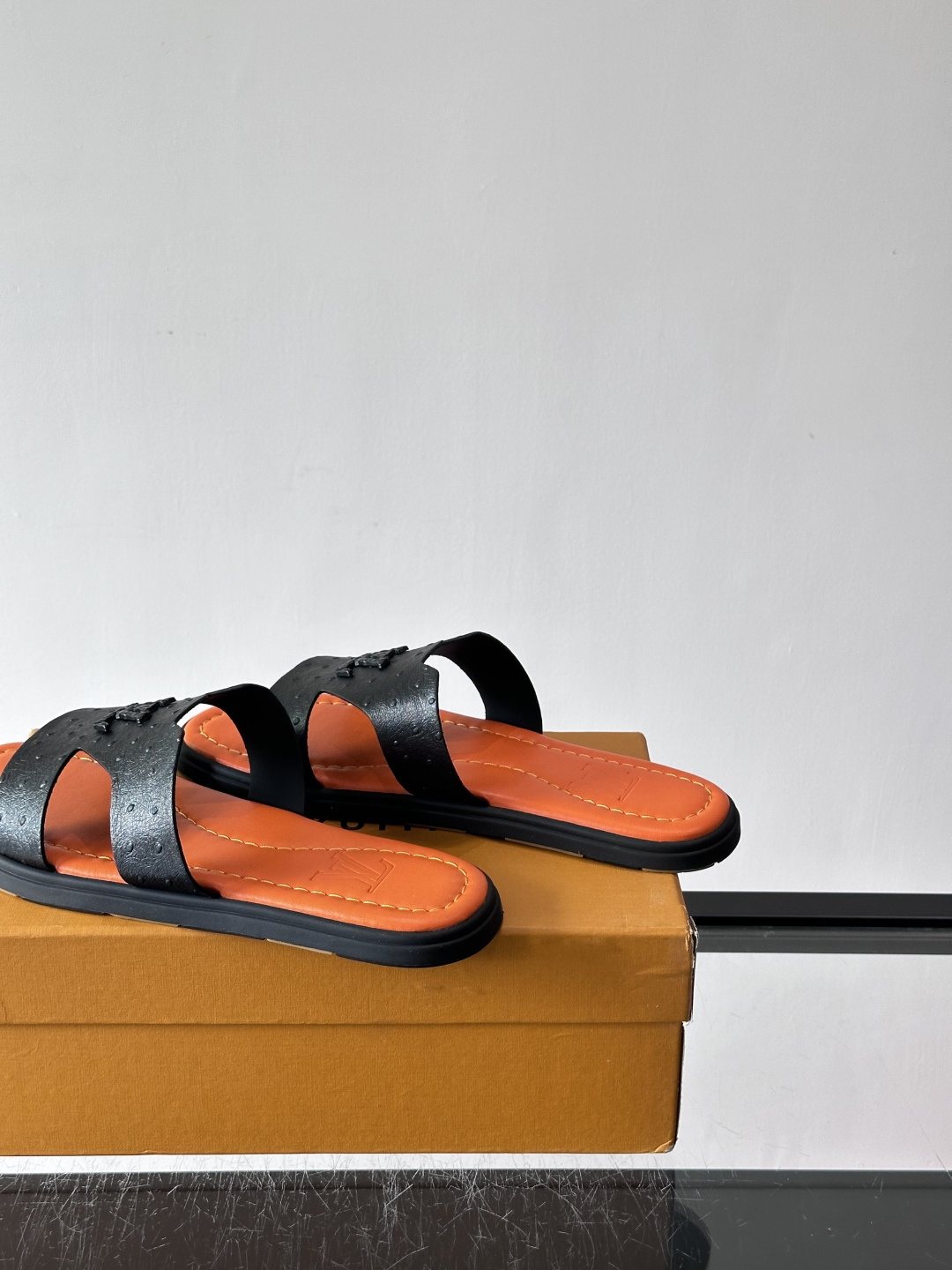 Louis Vuitton Monogram Slide Sandals - Black Monogram-Embossed Strap