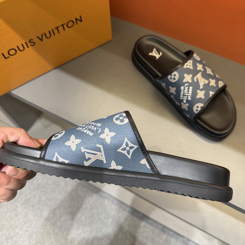 Louis Vuitton Monogram Slide Sandals - Overlapping Monogram-Pattern Upper